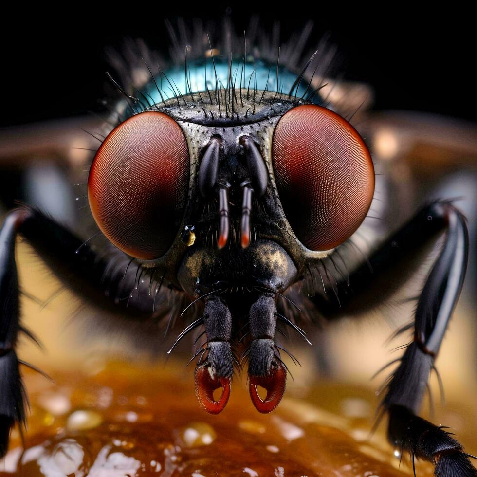 a close up of a fly with big eyes, AI Generative photo