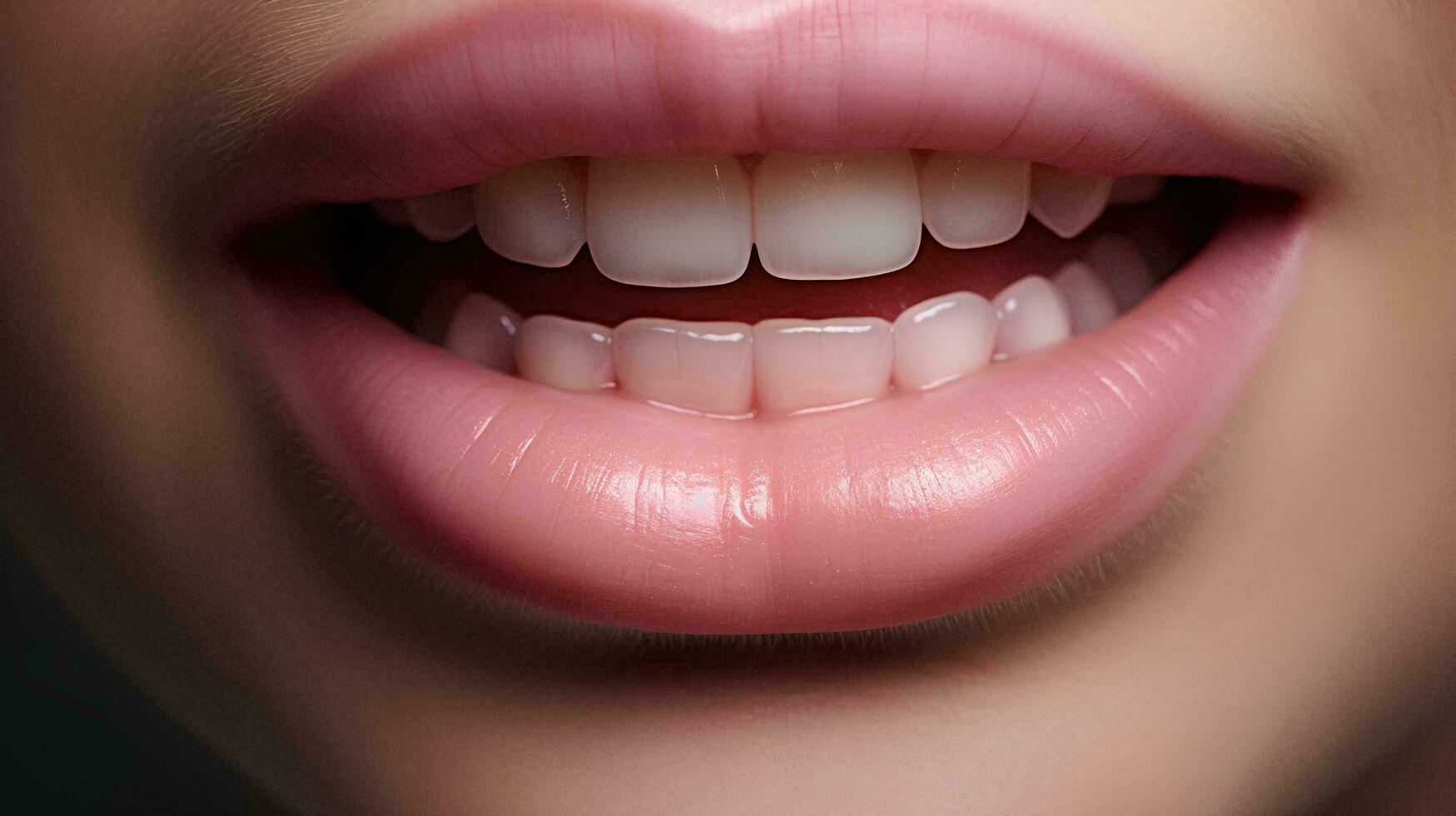 close up of woman's mouth with her white teeth, AI Generative photo