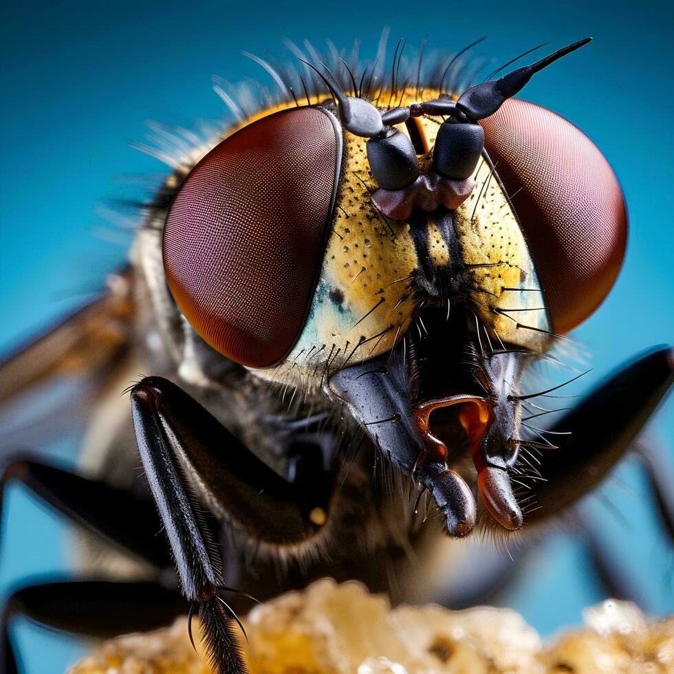a close up of a fly with its mouth open, AI Generative photo