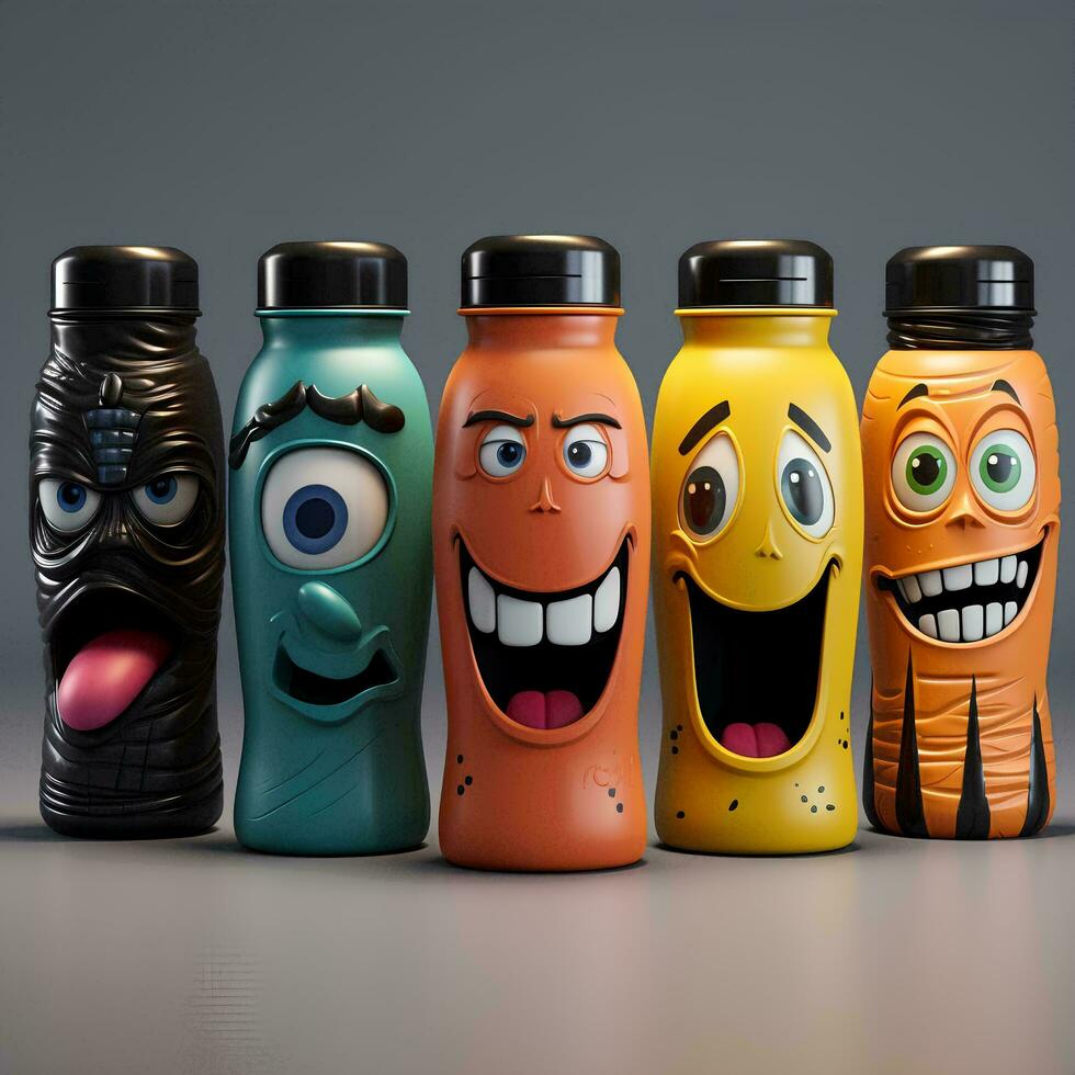 drink bottle 3d character, AI Generative photo