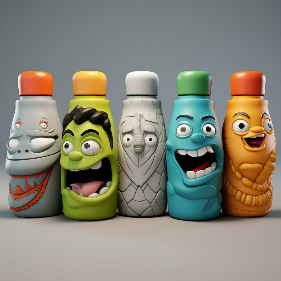 drink bottle 3d character, AI Generative photo