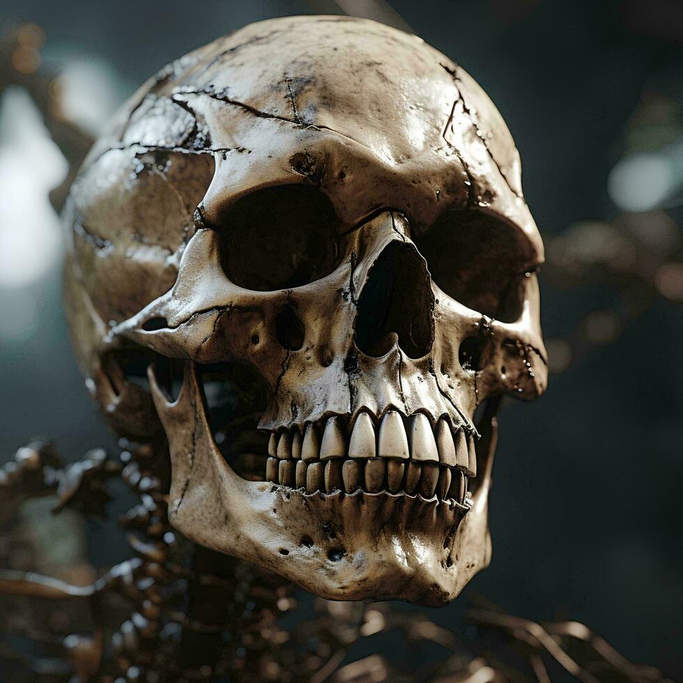 portrait of human skull, AI Generative photo