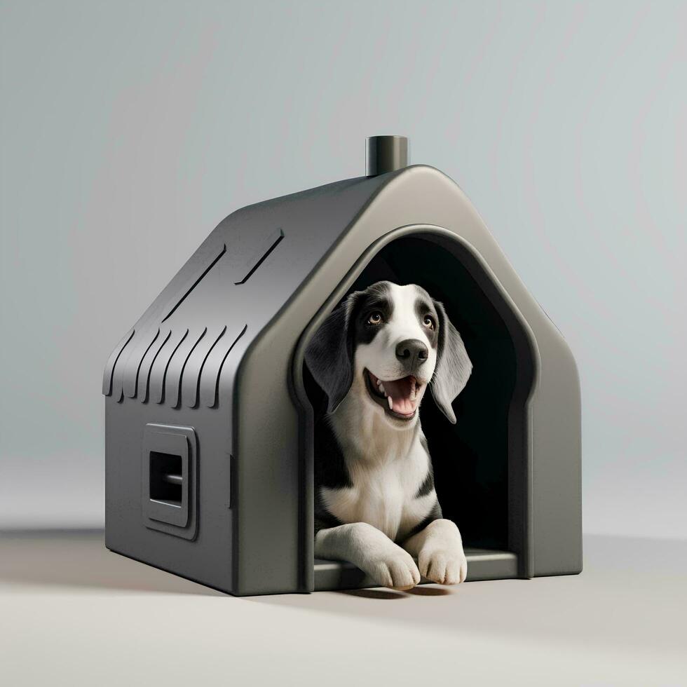 a dog is sitting inside of a dog house, AI Generative photo