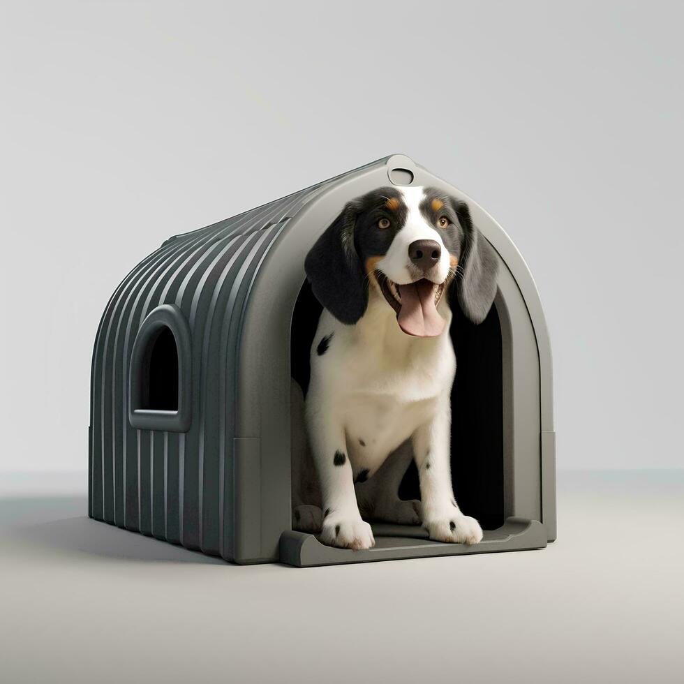 a dog is sitting inside of a dog house, AI Generative photo