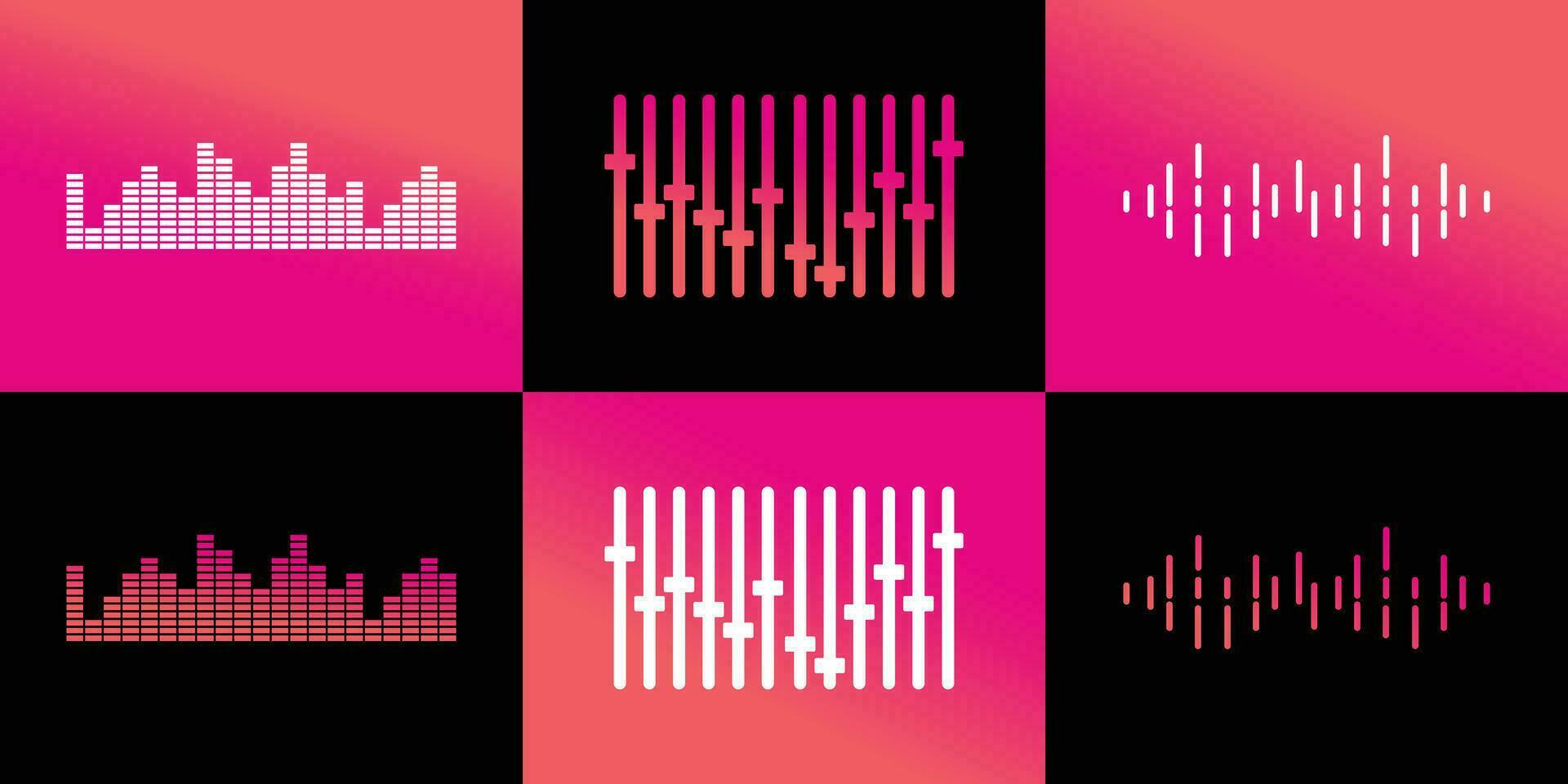 Music logo design unique concept with equalizer Premium Vector