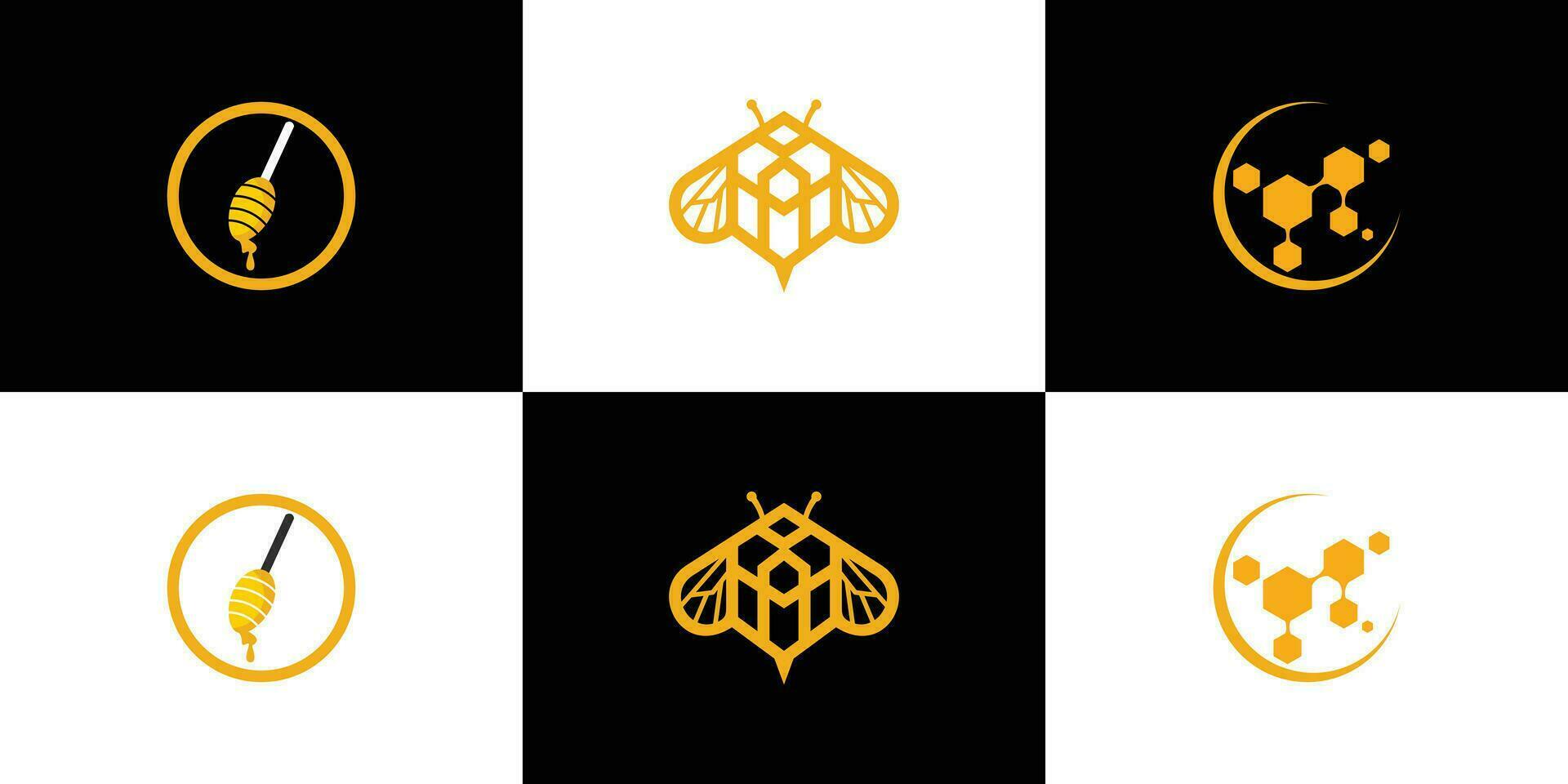 Honey bee logo design unique with creative concept Premium Vector