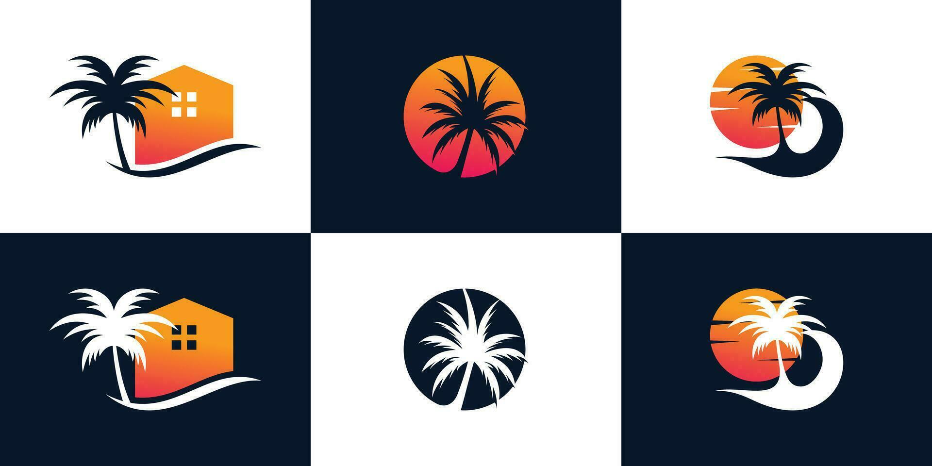 Palm tree logo design creative concept Premium Vector