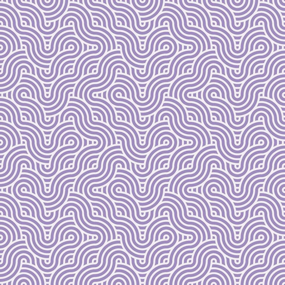 Seamless abstract geometric purple japanese overlapping circles lines and waves pattern vector