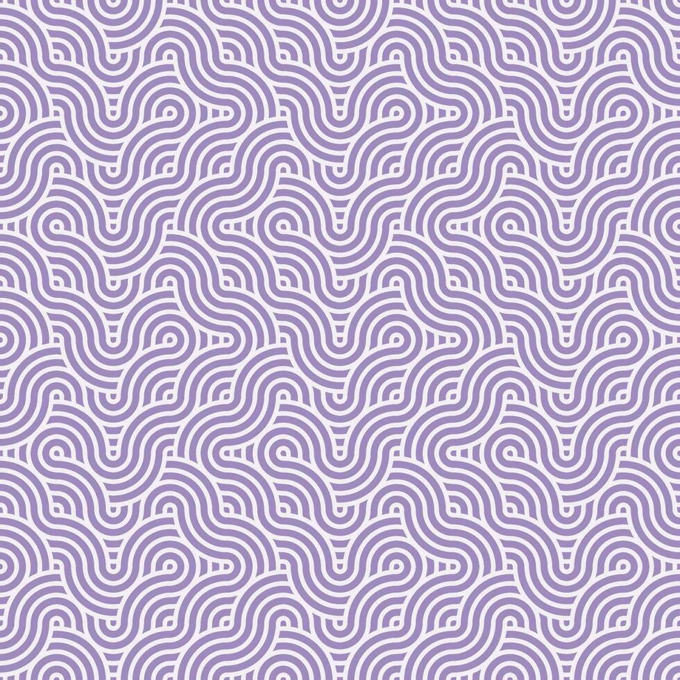 Seamless abstract geometric purple japanese overlapping circles lines and waves pattern vector