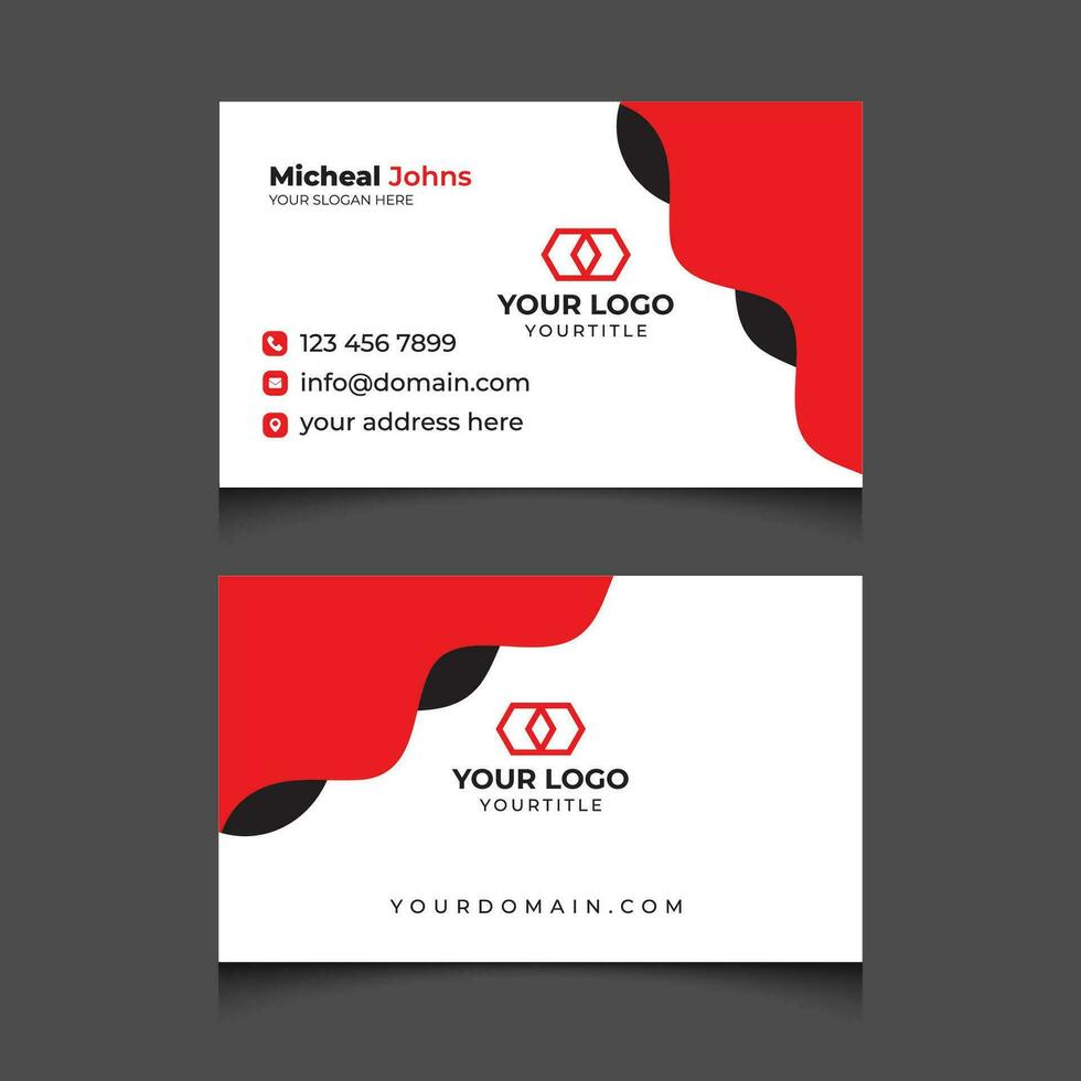 Minimal red business card design template vector