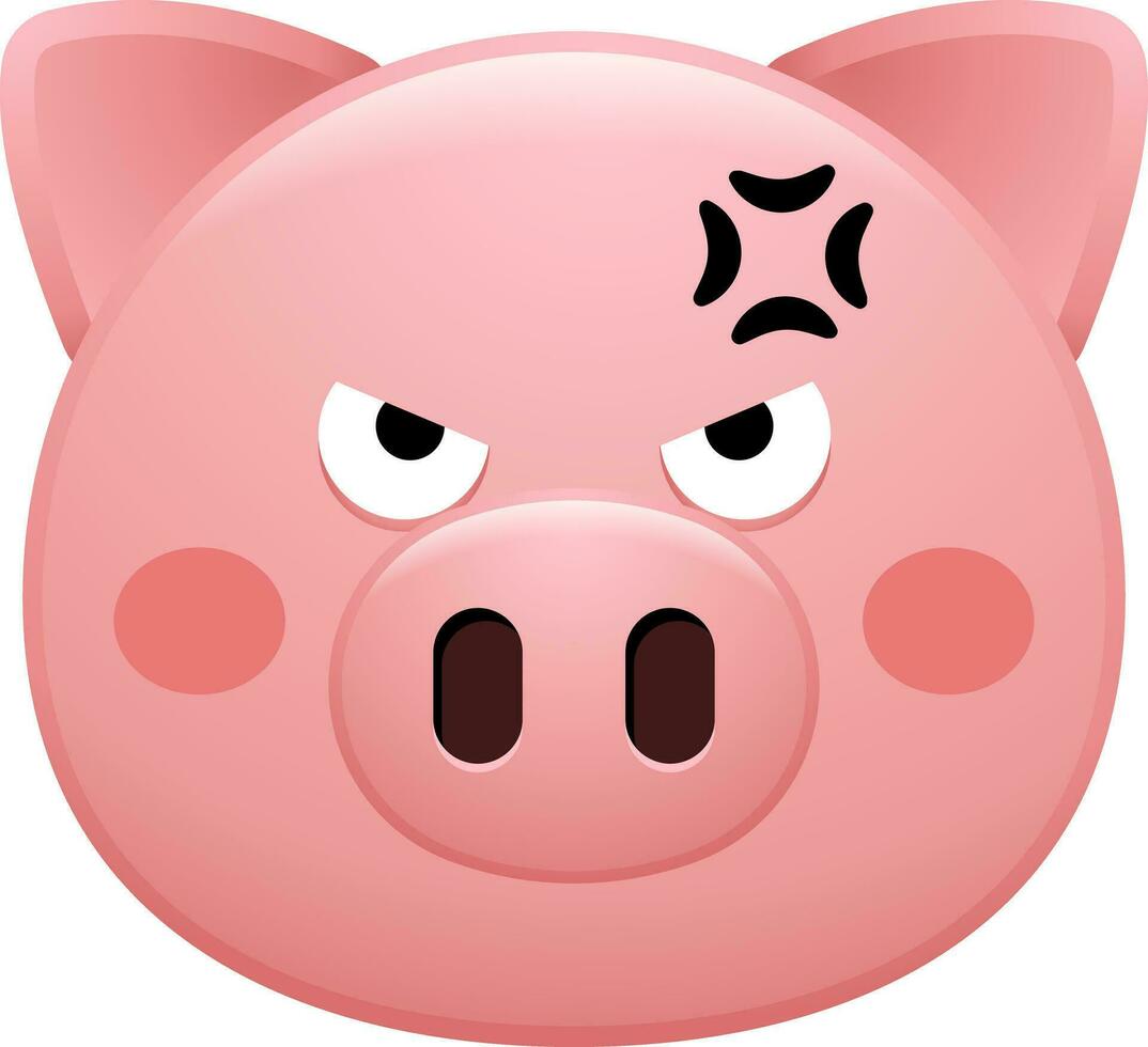 cute pig face emoji sticker vector