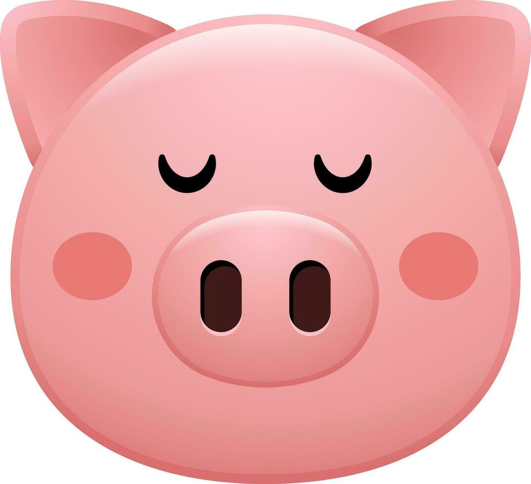 cute pig face emoji sticker vector