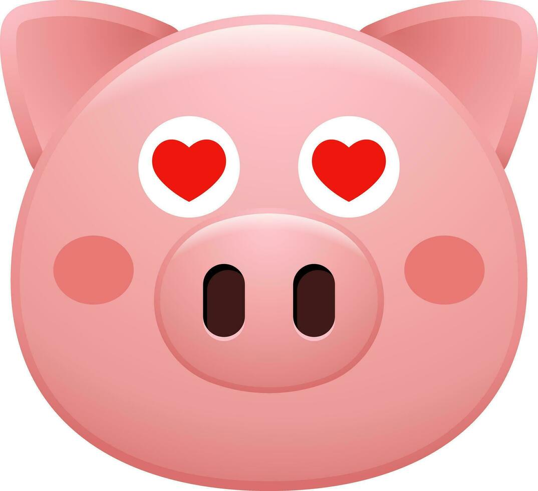 linda cerdo cara emoji pegatina vector