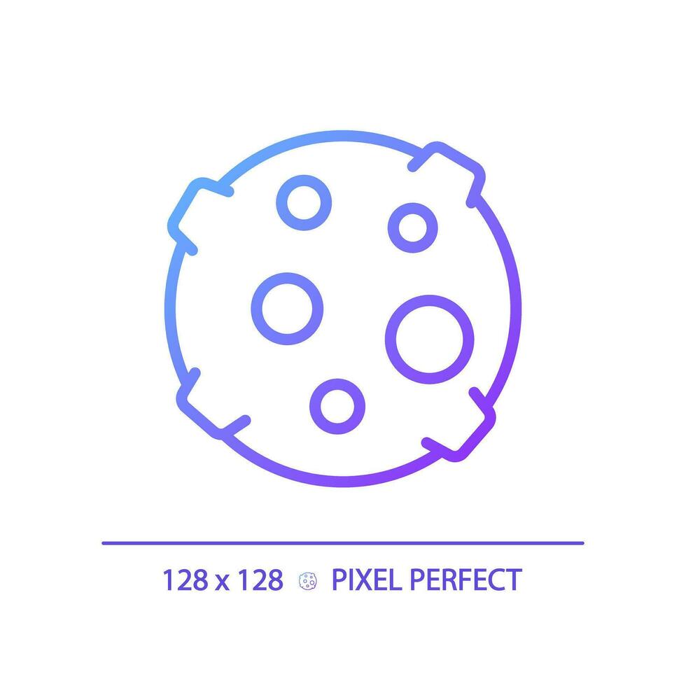 Moon pixel perfect gradient linear vector icon. Lunar science. Earth satellite. Outer space. Celestial body. Thin line color symbol. Modern style pictogram. Vector isolated outline drawing
