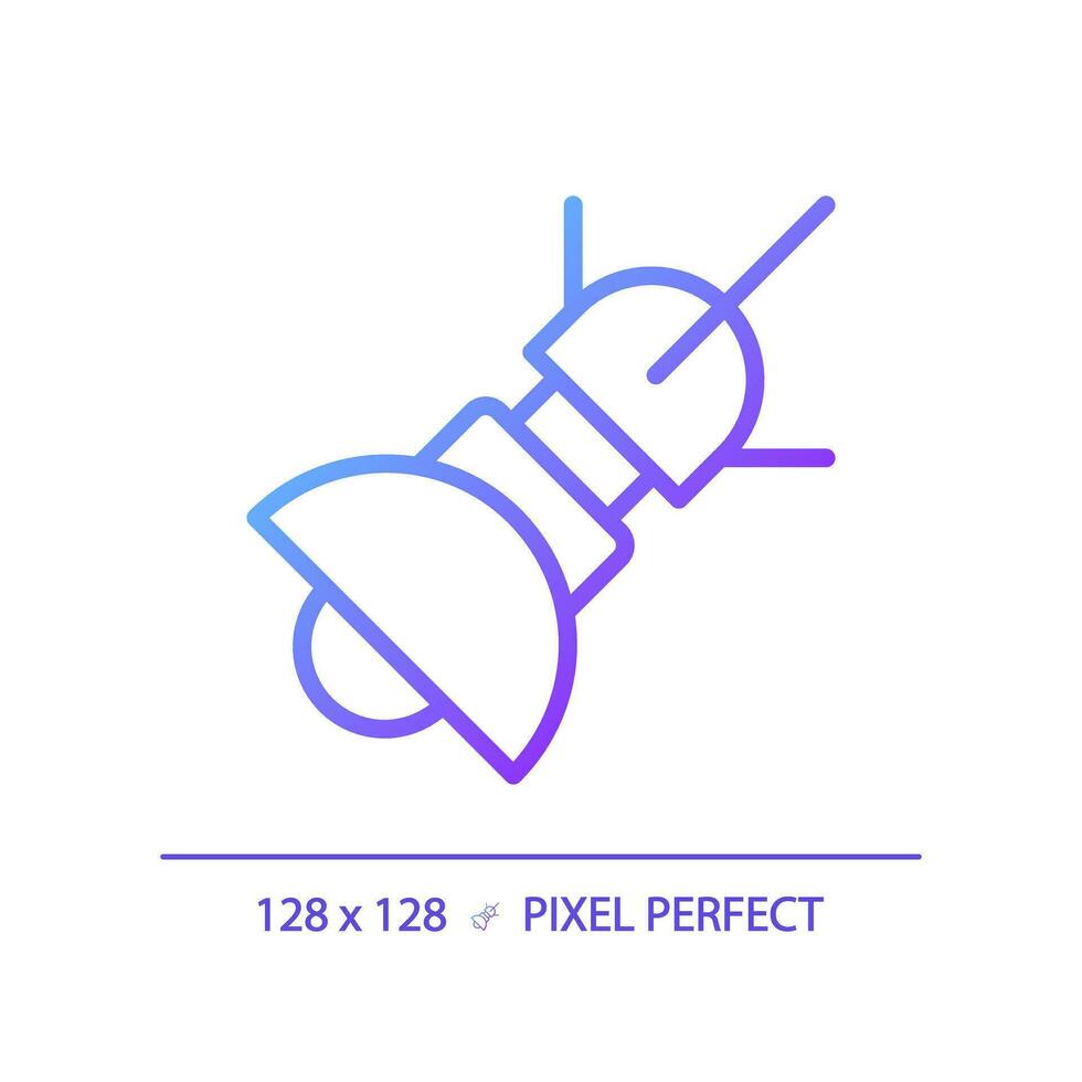 Space based radar pixel perfect gradient linear vector icon. Tracking system. Satellite technology. Earth observation. Thin line color symbol. Modern style pictogram. Vector isolated outline drawing