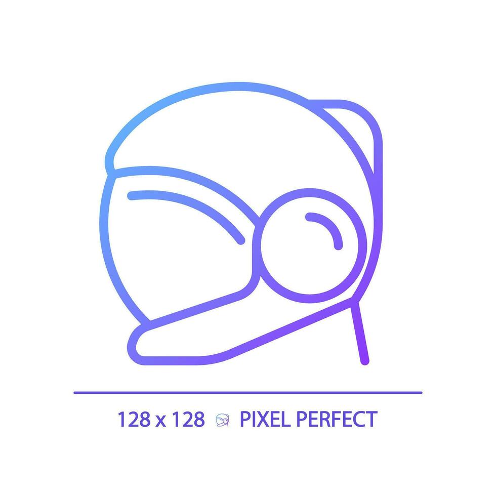Space helmet pixel perfect gradient linear vector icon. Mars mission. Astronaut training. Safety equipment. Thin line color symbol. Modern style pictogram. Vector isolated outline drawing