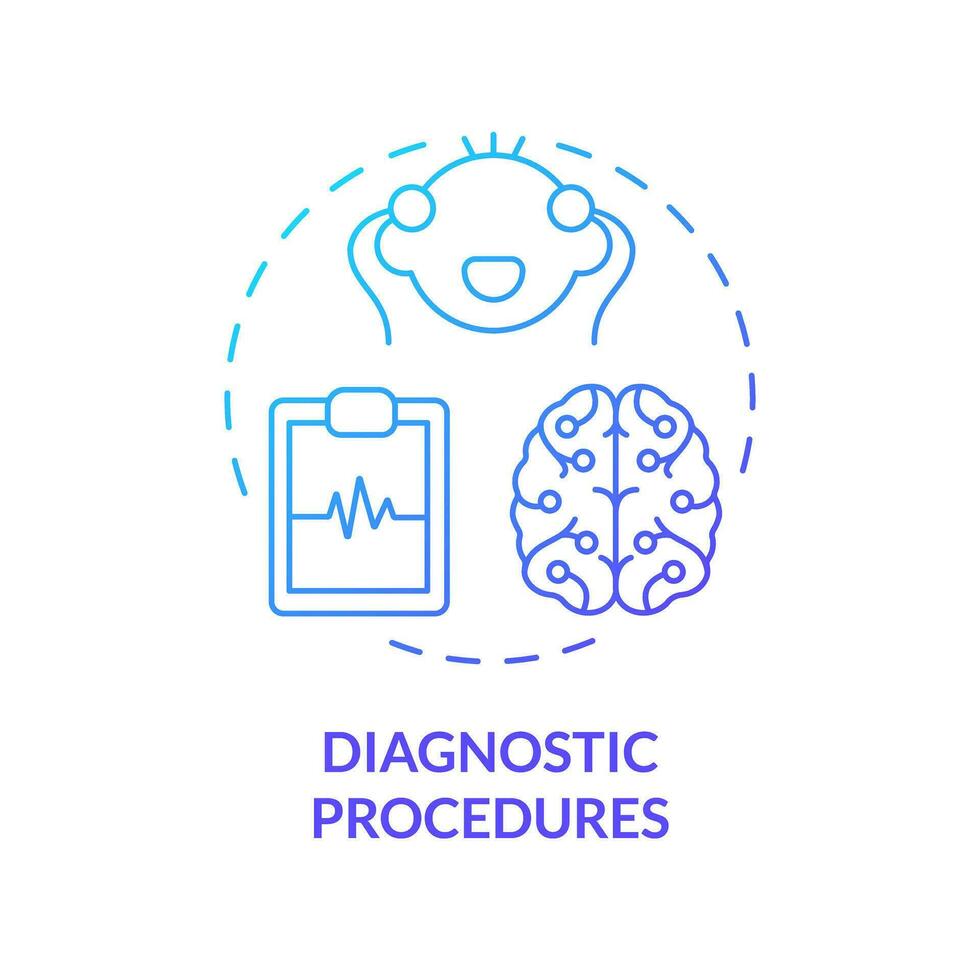 Diagnostic procedures blue gradient concept icon. Pulmonary function test. Heart rhythm. Child health. Pediatric medicine abstract idea thin line illustration. Isolated outline drawing vector