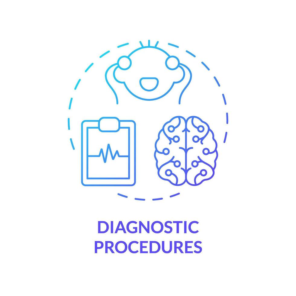 diagnóstico procedimientos azul degradado concepto icono. pulmonar función prueba. corazón ritmo. niño salud. pediátrico medicina resumen idea Delgado línea ilustración. aislado contorno dibujo vector