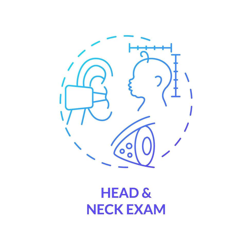 Head and neck exam blue gradient concept icon. Baby development. Range of motion. Muscle tone. Child healthcare. Pediatric clinic abstract idea thin line illustration. Isolated outline drawing vector