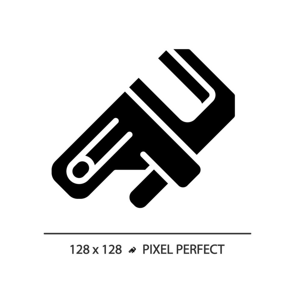 2D pixel perfect glyph style adjustable wrench icon, isolated vector, simple silhouette illustration representing plumbing. vector