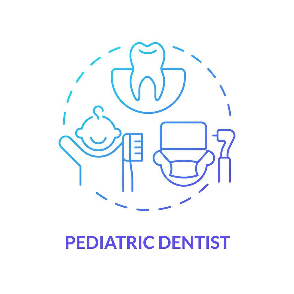 Pediatric dentist blue gradient concept icon. Dental clinic. Oral health. Teeth treatment. Childcare center. Medical care abstract idea thin line illustration. Isolated outline drawing vector