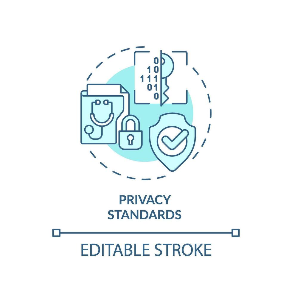 2D editable blue icon privacy standards concept, isolated monochromatic vector, health interoperability resources thin line illustration. vector