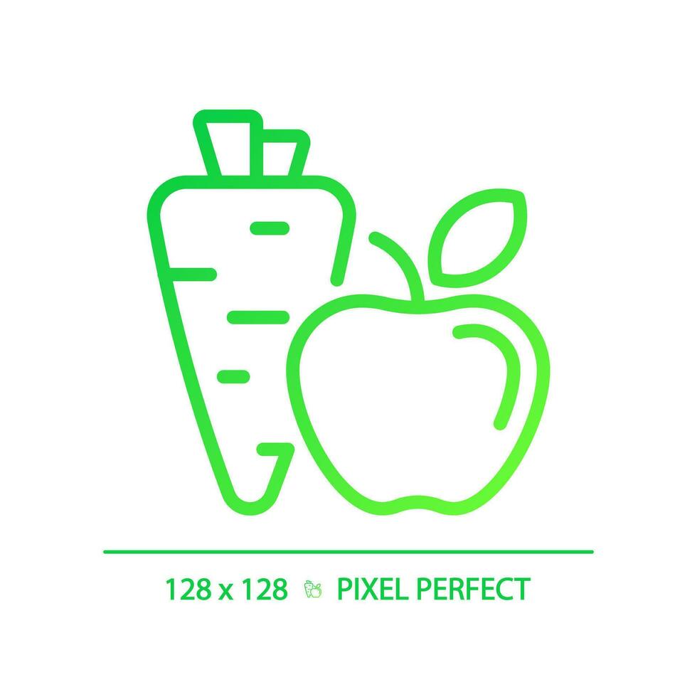 2D pixel perfect gradient healthy diet icon, isolated vector, thin line green illustration representing allergen free. vector