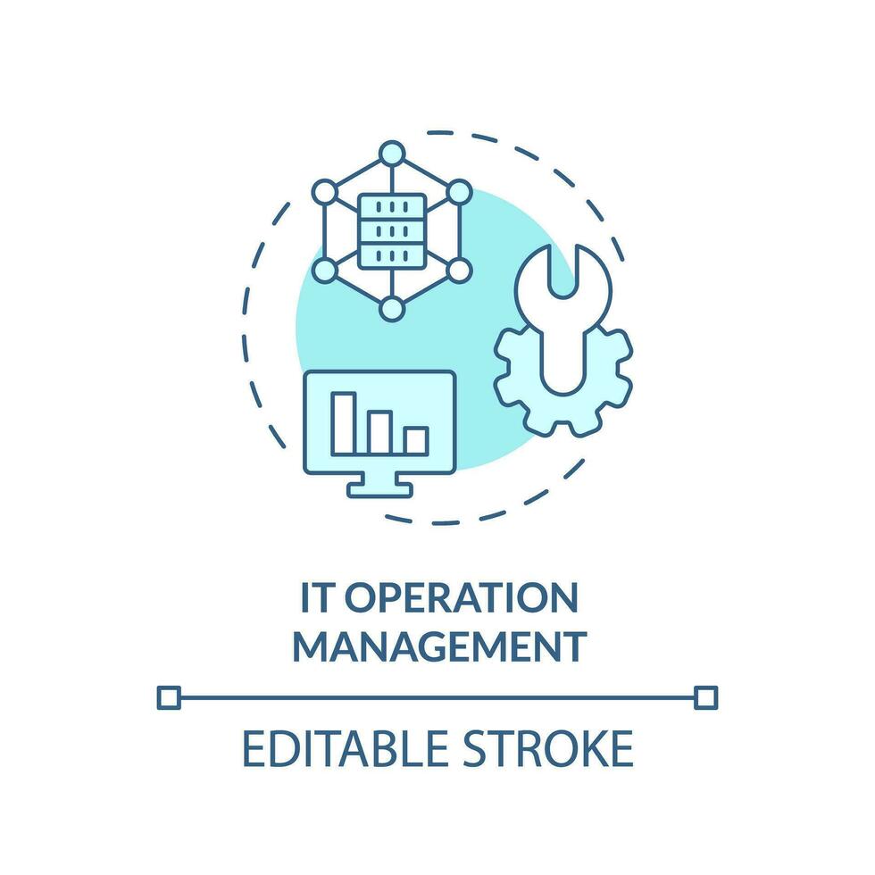 2D editable IT operation management icon representing AI ops, isolated vector, blue thin line illustration. vector