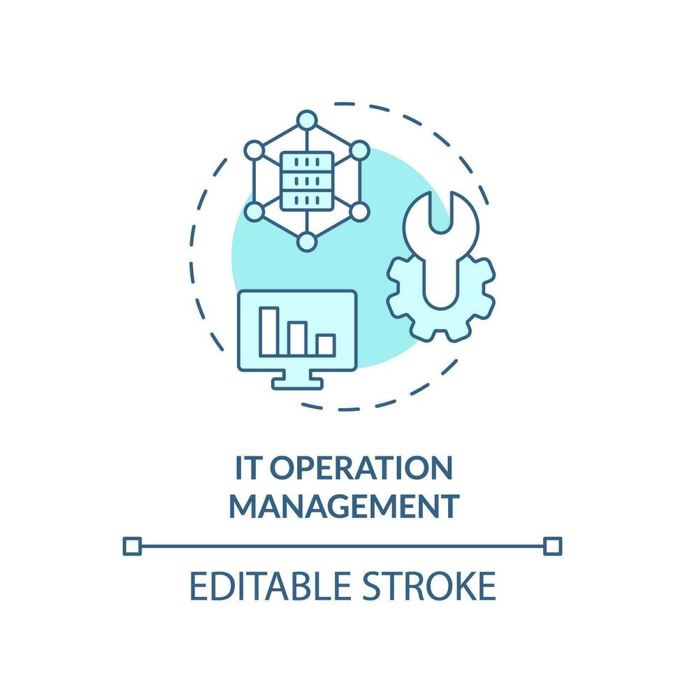 2D editable IT operation management icon representing AI ops, isolated vector, blue thin line illustration. vector