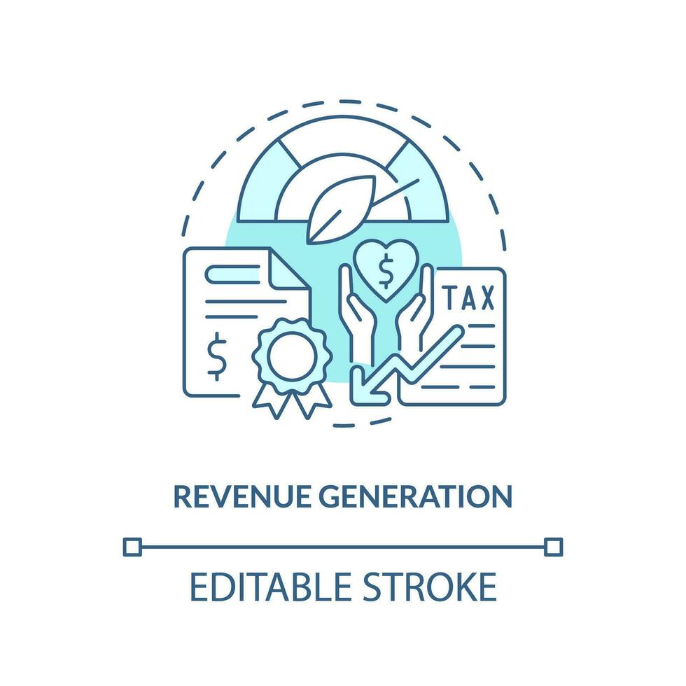 Editable revenue generation linear concept, isolated vector, blue thin line icon representing carbon border adjustment. vector