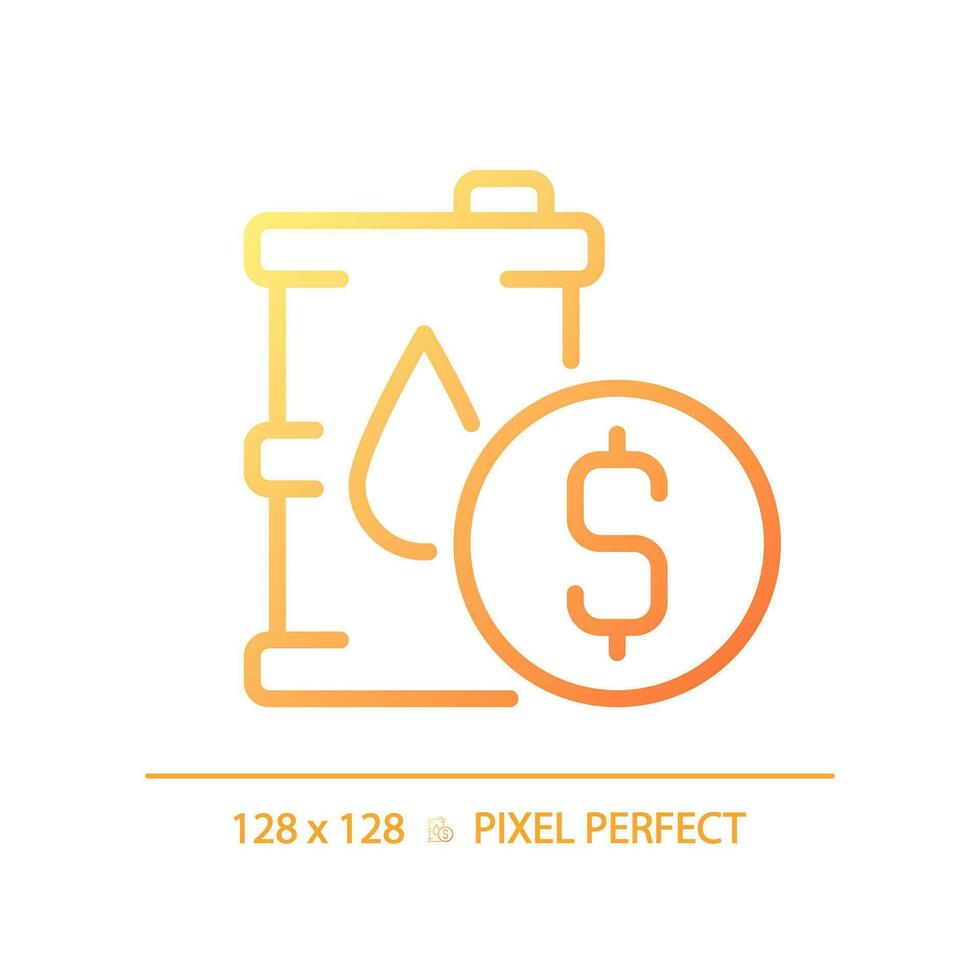 Oil price gradient linear vector icon. Energy transition. Petrol barrel. Stock market. Fuel economy. Global trade. Thin line color symbol. Modern style pictogram. Vector isolated outline drawing