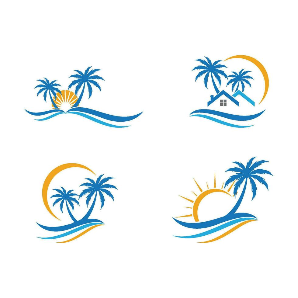 Palm tree summer logo template vector