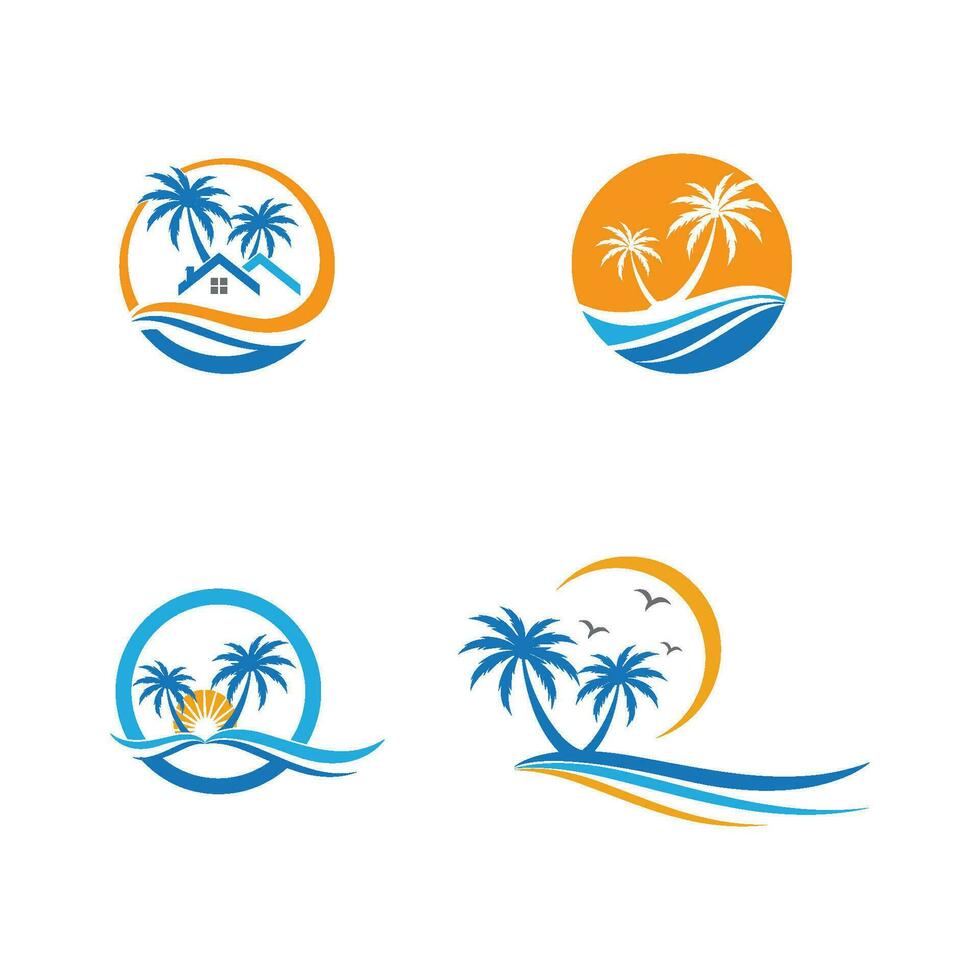 Palm tree summer logo template vector