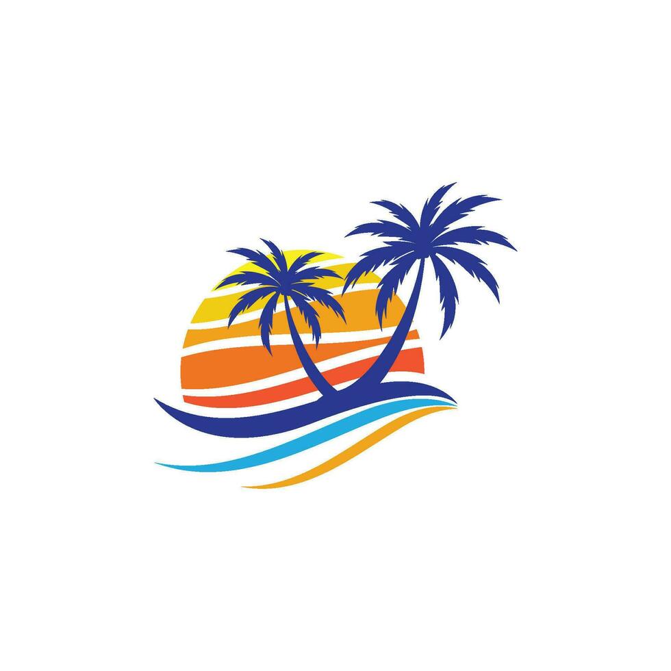 Palm tree summer logo template vector