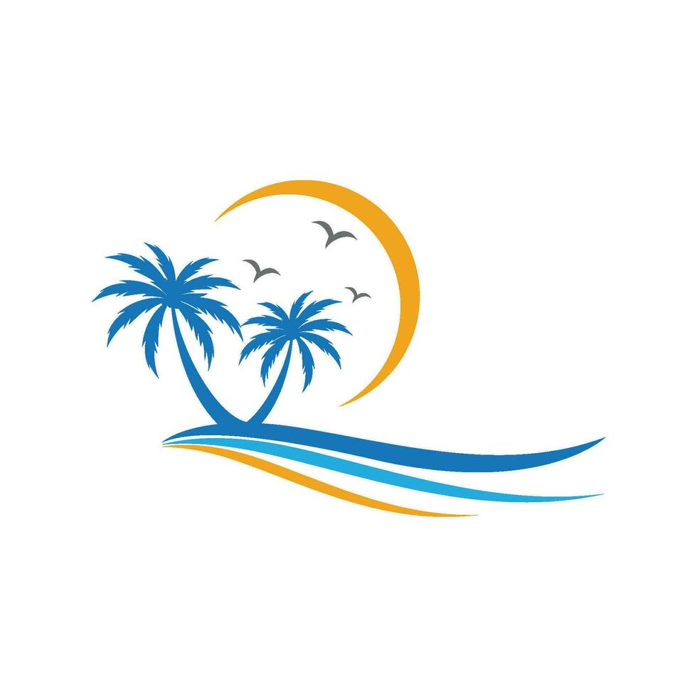 Palm tree summer logo template vector