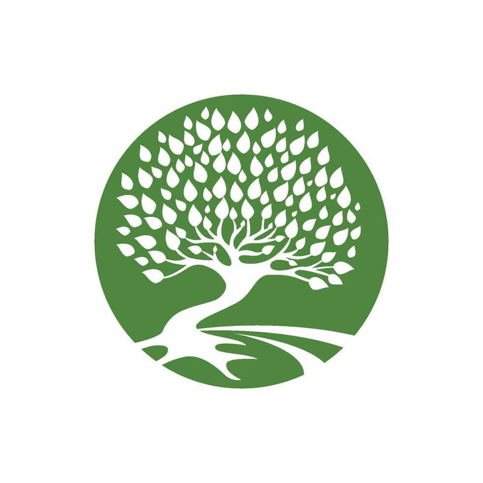 Logos of green Tree leaf ecology vector