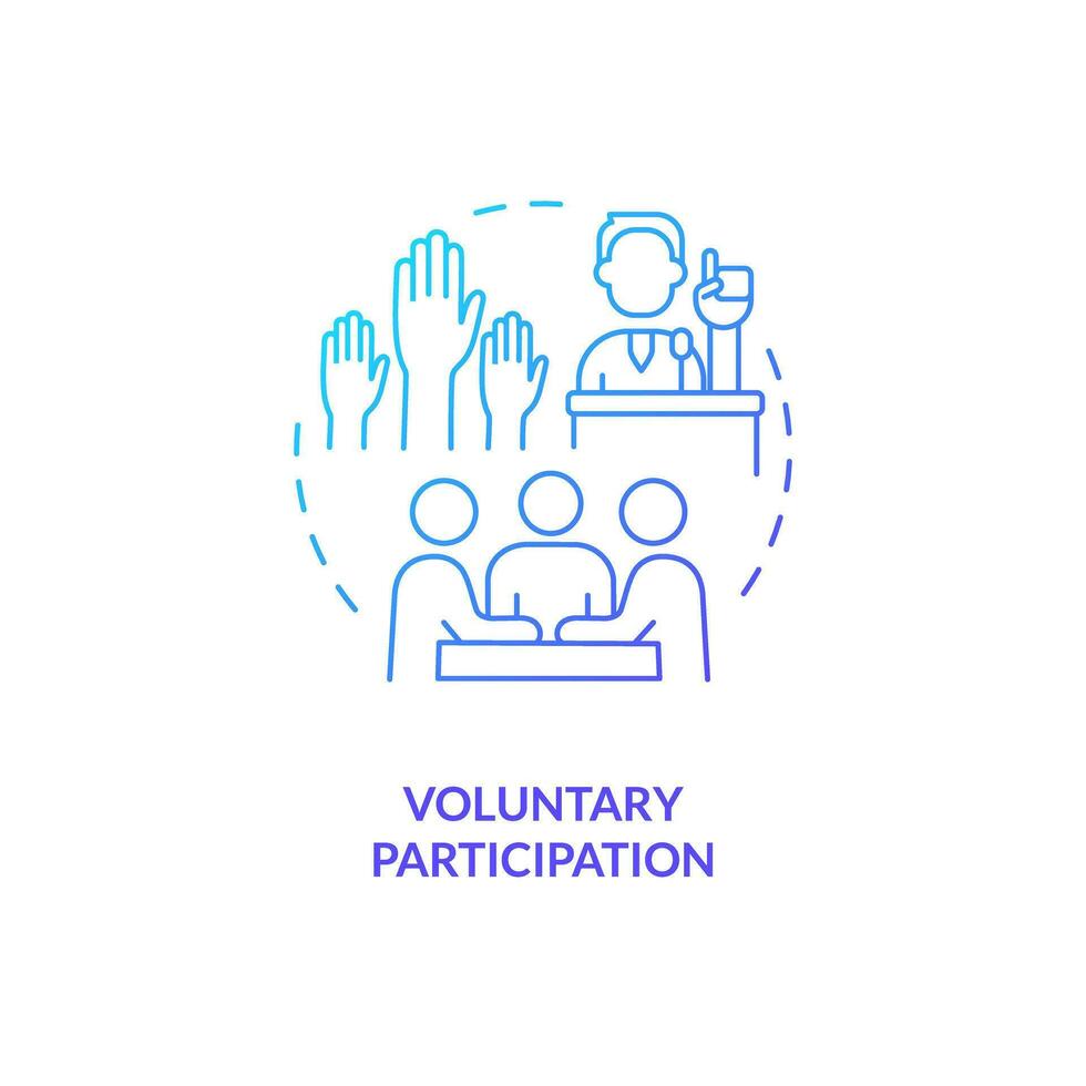 Gradient voluntary participation icon concept, isolated vector, lobbying government thin line illustration. vector