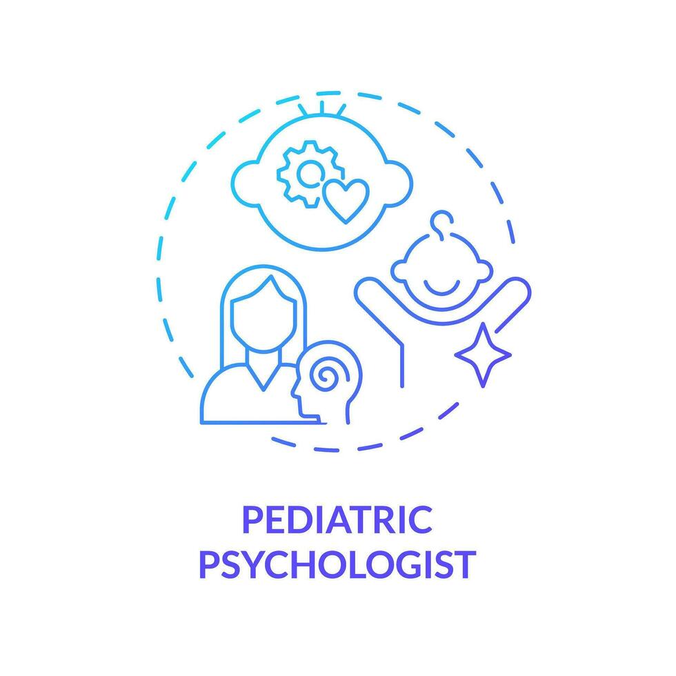 pediátrico psicólogo azul degradado concepto icono. mental salud. bien ser. niño terapeuta. emocional bienestar. cuidado de niños hospital resumen idea Delgado línea ilustración. aislado contorno dibujo vector