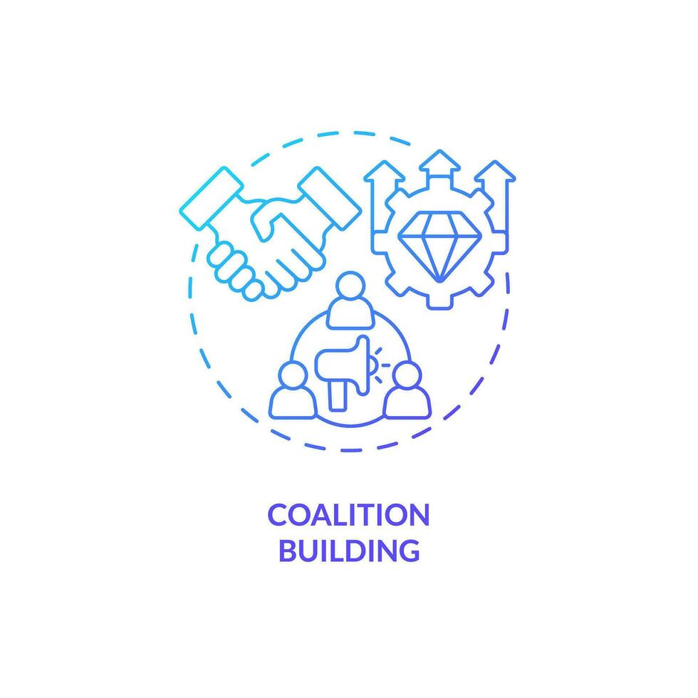 Gradient coalition building icon concept, isolated vector, lobbying government thin line illustration. vector