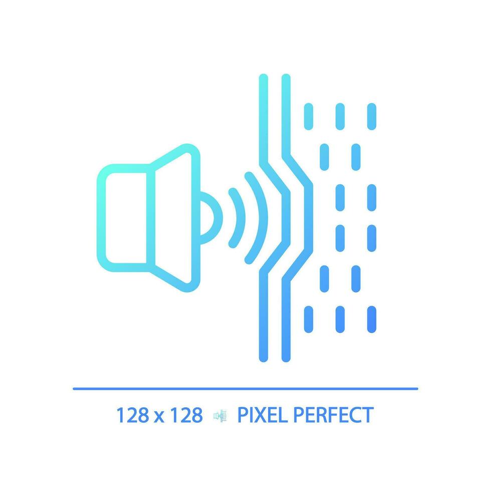 2D pixel perfect gradient soundproof material gradient icon, isolated vector, soundproofing blue thin line illustration. vector