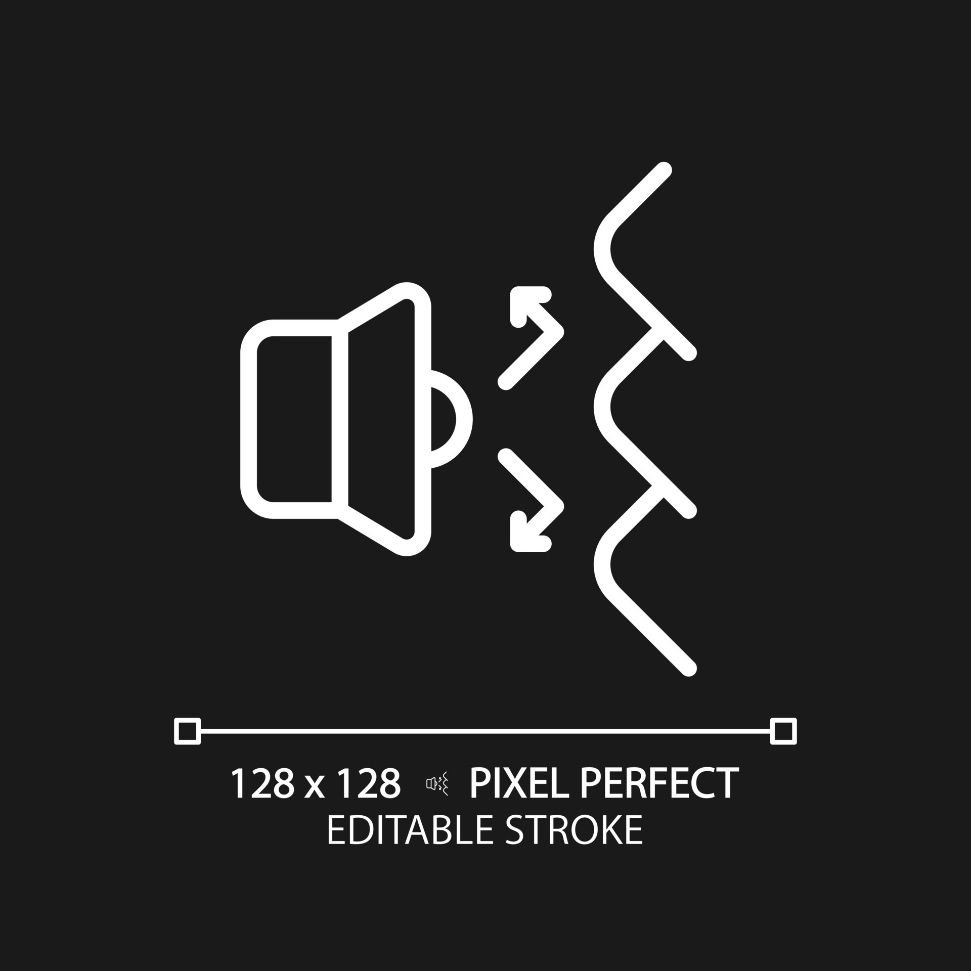 2D pixel perfect editable sound deflection white icon, isolated vector ...
