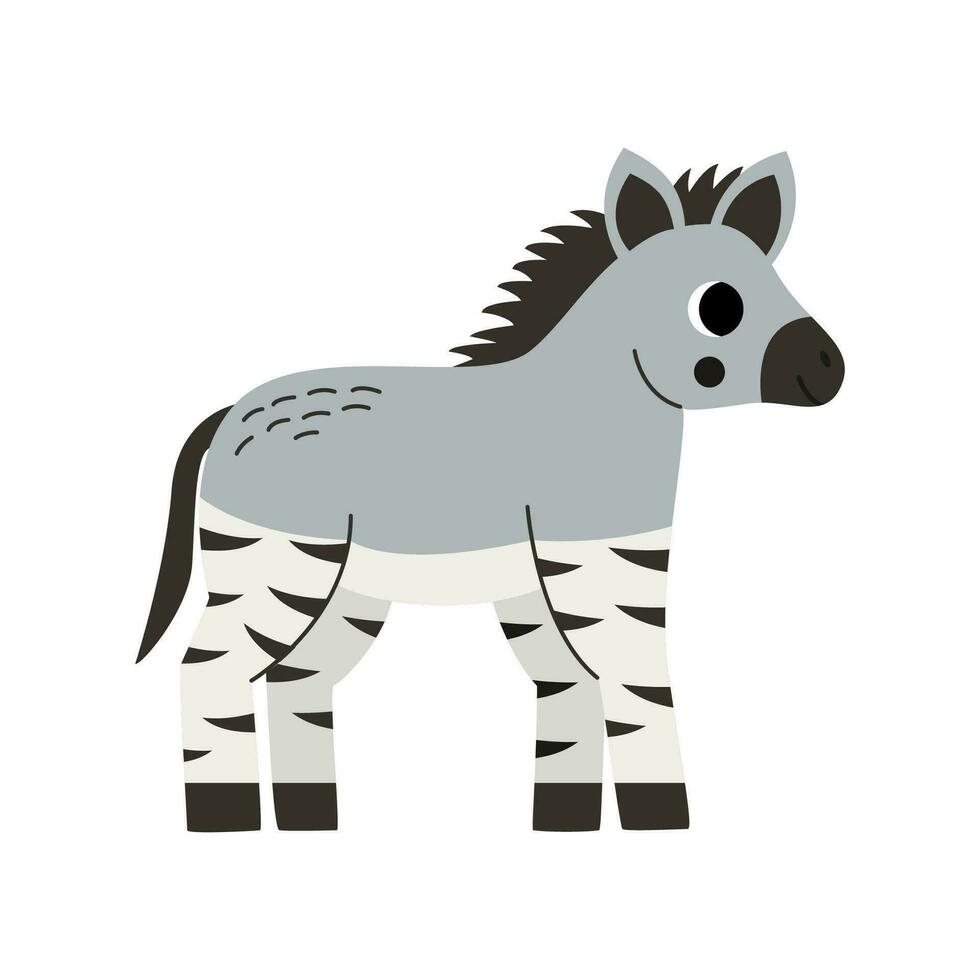 Vector illustration of cute cartoon zonkey isolated on white background.