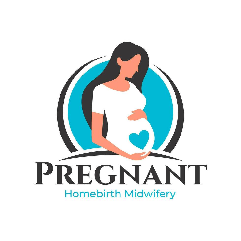 el embarazo logo embarazada mujer materno vector ilustración