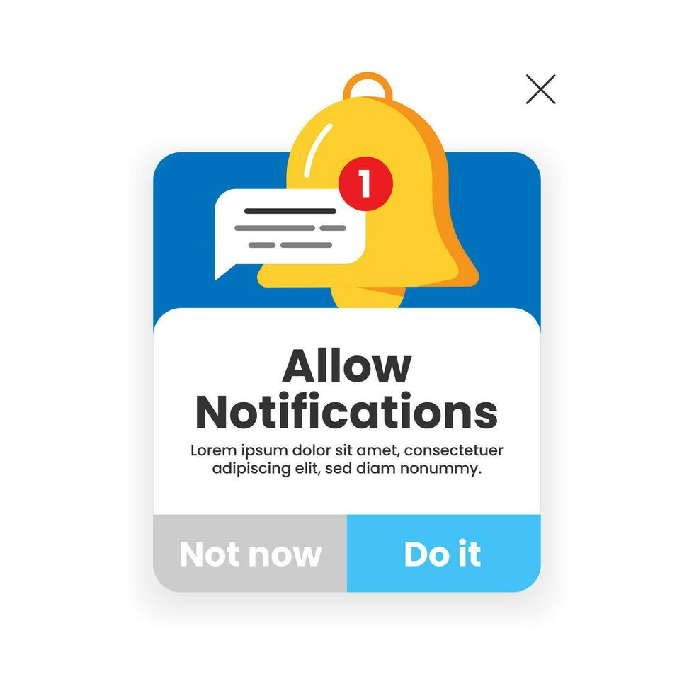 Allow notifications pop up message concept illustration flat design vector. modern graphic element for landing page ui, infographic, icon vector