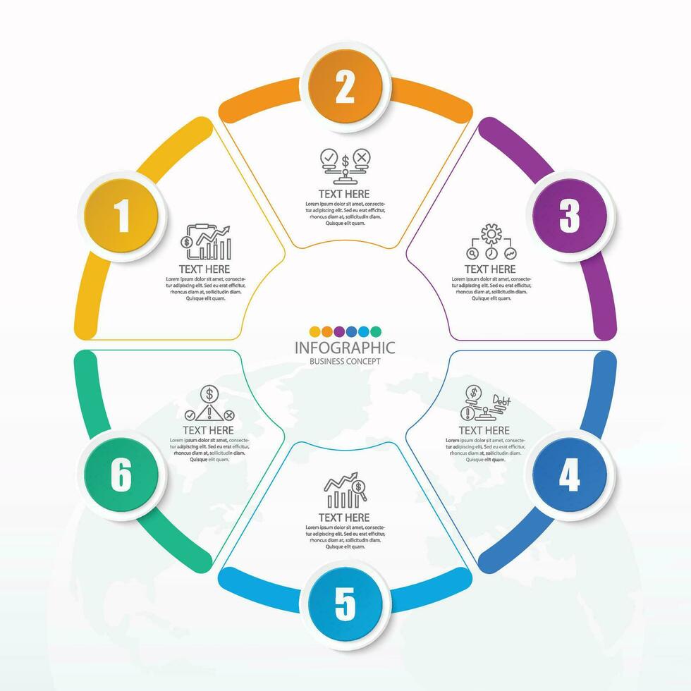 Infographic with 6 steps, process or options. vector