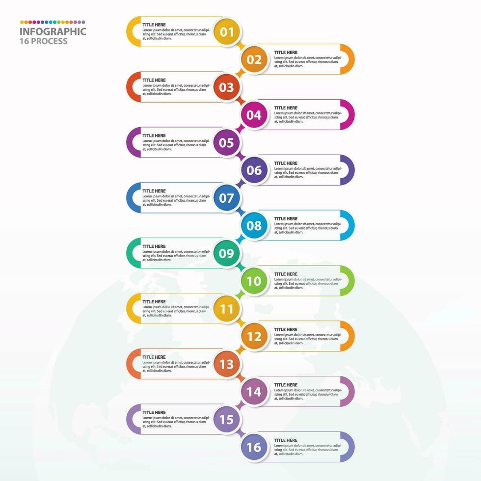 Infographic process design with icons and 16 options or steps. vector