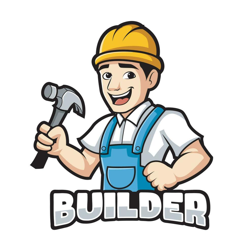 Builder mascot logo design vector with modern illustration concept