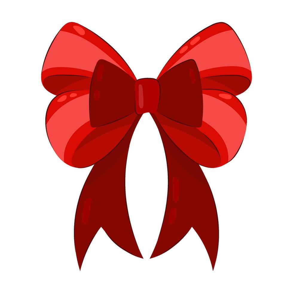 Bow in flat style on a white background. Red decorative bow for card, print, banner, cards, stickers or other design. vector