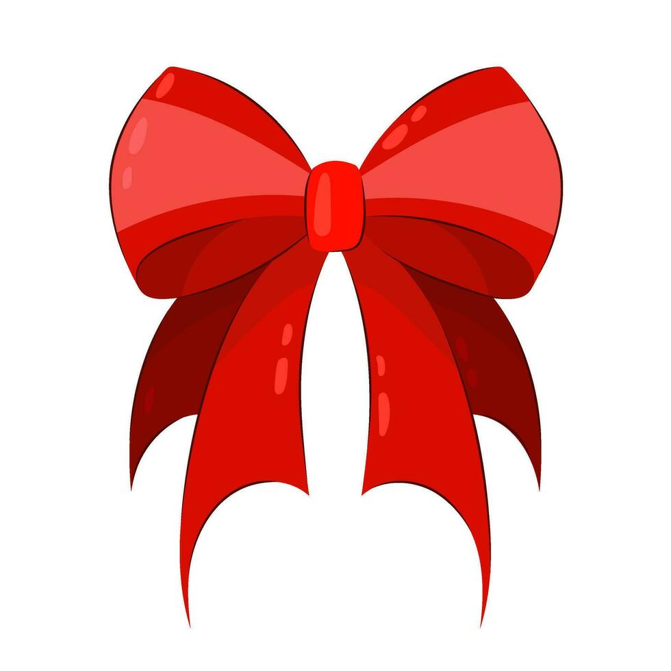 Bow in flat style on a white background. Red decorative bow for card, print, banner, cards, stickers or other design. vector