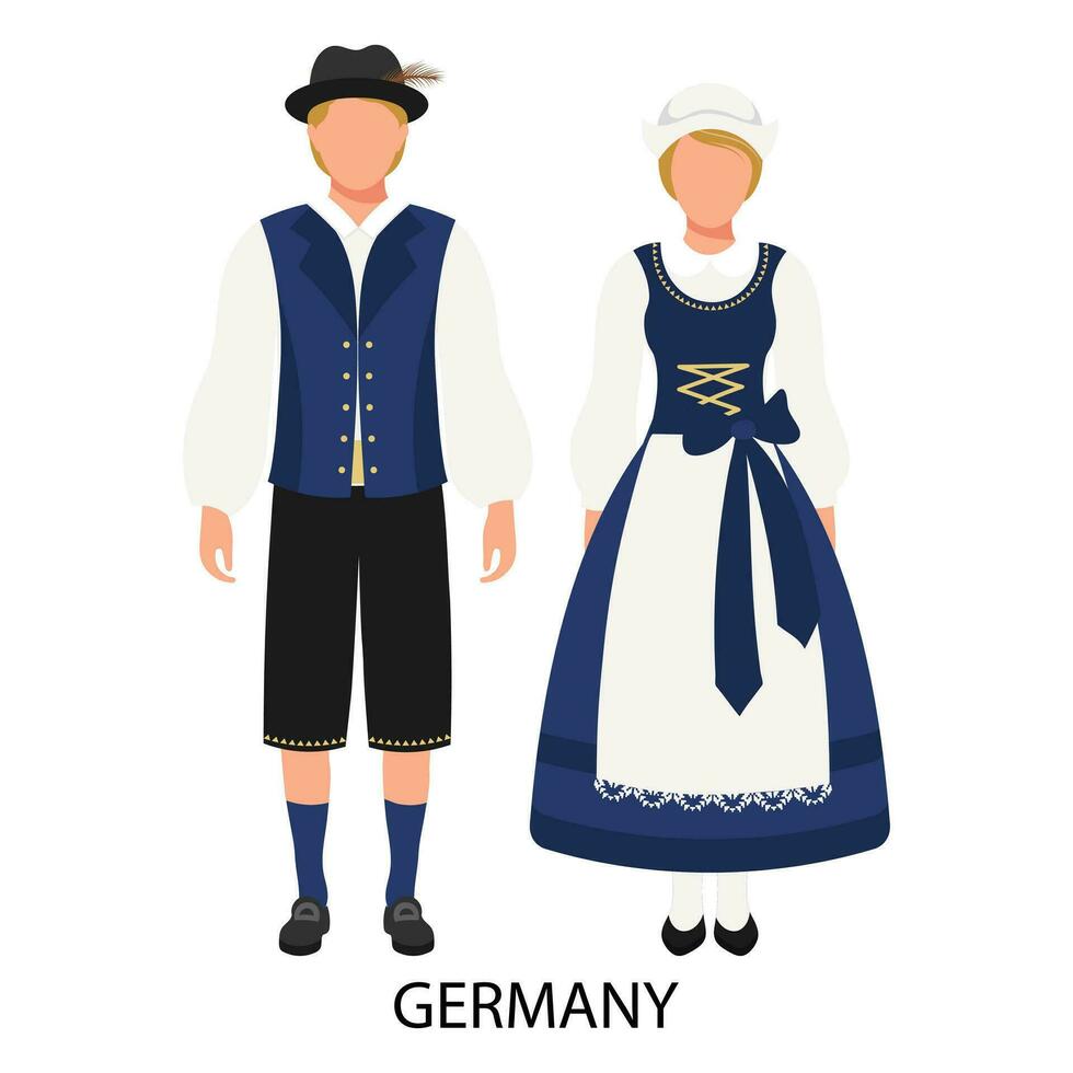 A man and a woman in German folk costumes. Culture and traditions of Germany. Illustration, vector